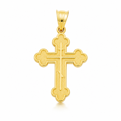 Gold Russian Eastern Orthodox Cross Pendant Necklace (Yellow, White, Rose Gold, 10K, 14K)