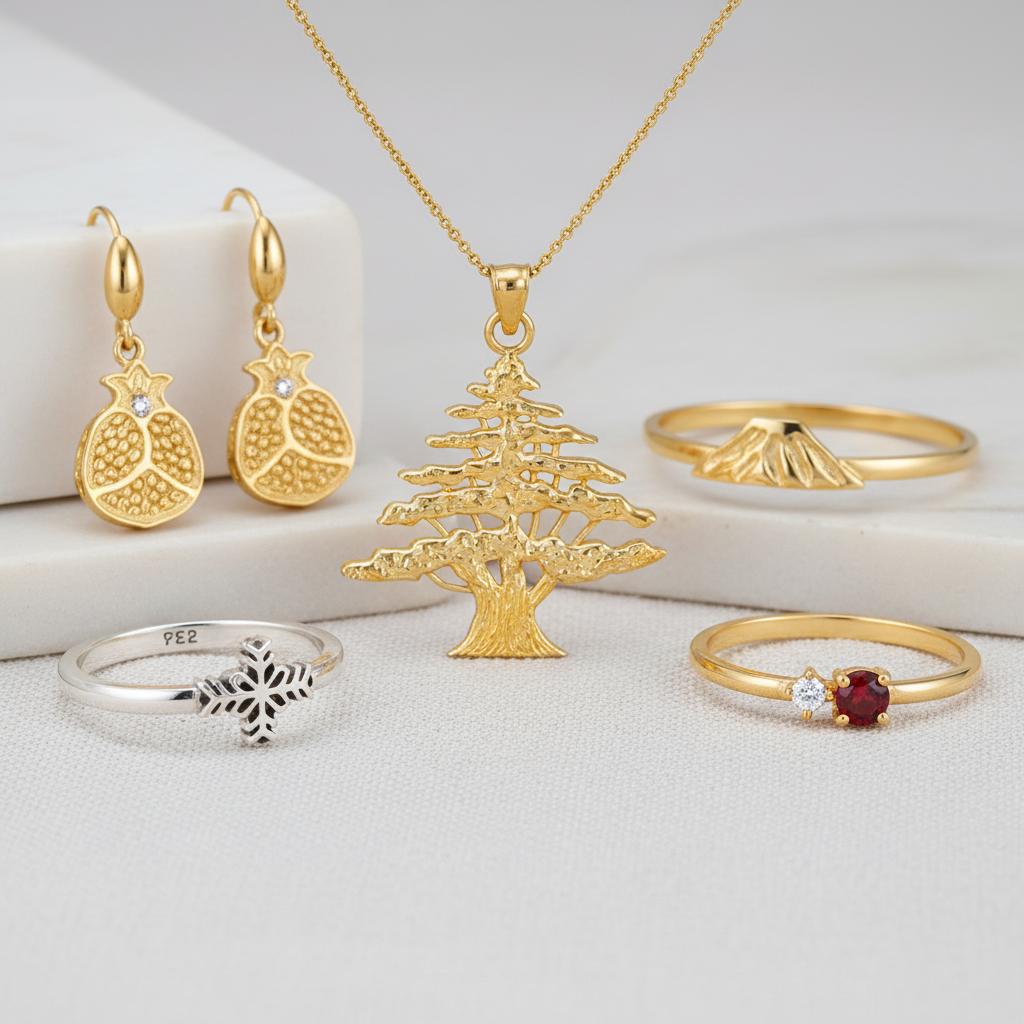 Gold Cedar Tree of Lebanon Pendant Necklace (10k, 14k, yellow, white, rose gold)
