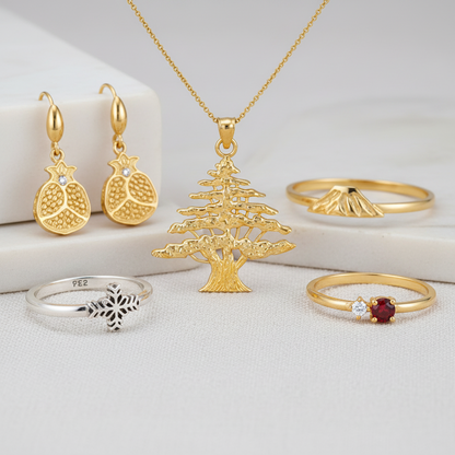 Gold Cedar Tree of Lebanon Pendant Necklace (10k, 14k, yellow, white, rose gold)