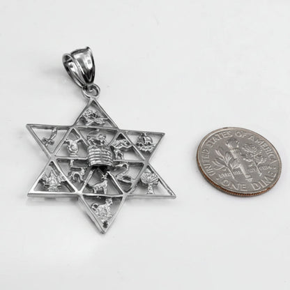 Sterling Silver Star of David 12 Twelve Tribes of Israel Pendant Karma Blingz