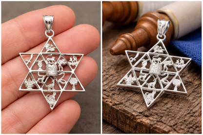 Sterling Silver Star of David 12 Twelve Tribes of Israel Pendant Karma Blingz