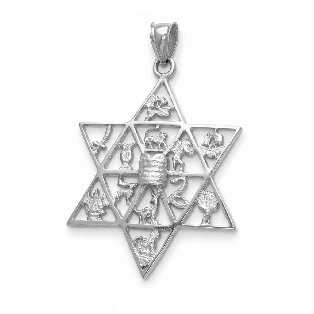 Sterling Silver Star of David 12 Twelve Tribes of Israel Pendant Karma Blingz
