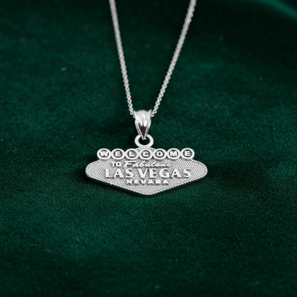 Gold Las Vegas Charm Necklace (yellow, white, rose gold, 10k, 14k)