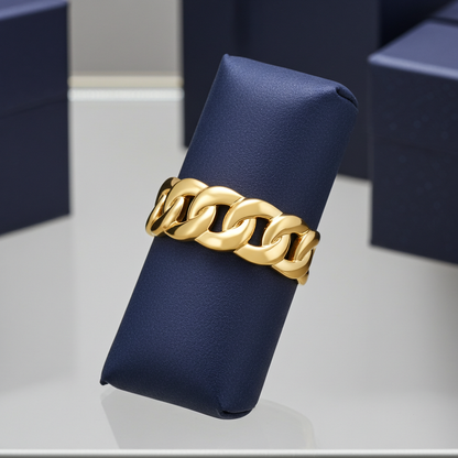 Gold Cuban Link Chain Unisex Ring