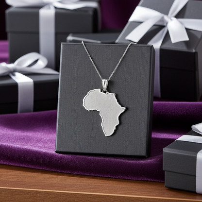 Gold Africa Map Pendant Necklace (10K, 14K, yellow, white, rose gold)
