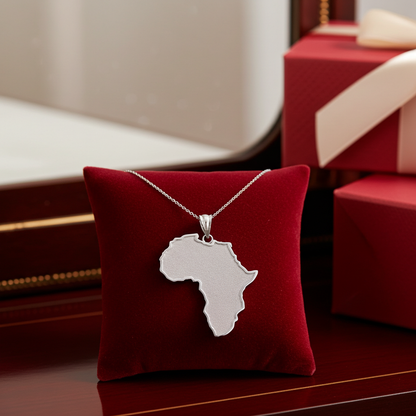 Gold Africa Map Pendant Necklace (10K, 14K, yellow, white, rose gold)