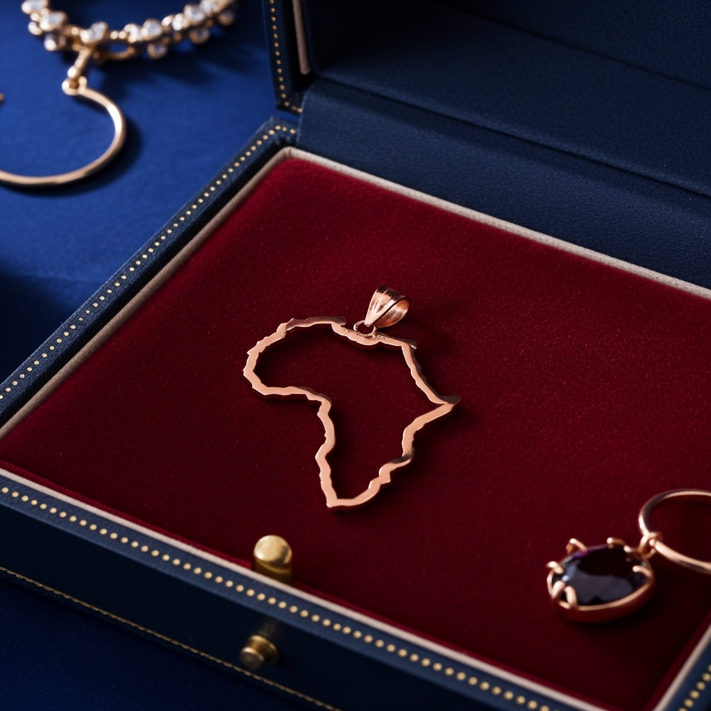 Gold Africa Map Openwork Pendant Necklace (yellow, white, rose gold, 10K, 14K)