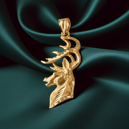 Gold Deer Buck Head DC Pendant (10K, 14K, yellow, white, rose gold)