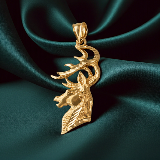 Gold Deer Buck Head DC Pendant (10K, 14K, yellow, white, rose gold)