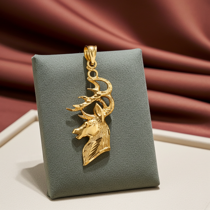 Gold Deer Buck Head DC Pendant (10K, 14K, yellow, white, rose gold)