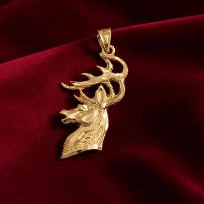 Gold Deer Buck Head DC Pendant (10K, 14K, yellow, white, rose gold)