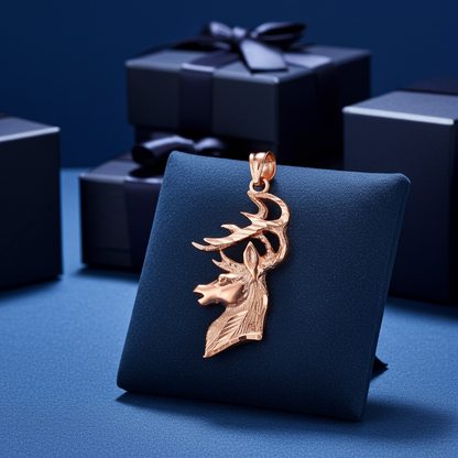 Gold Deer Buck Head DC Pendant (10K, 14K, yellow, white, rose gold)