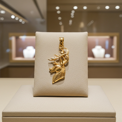 Gold Deer Buck Head DC Pendant (10K, 14K, yellow, white, rose gold)