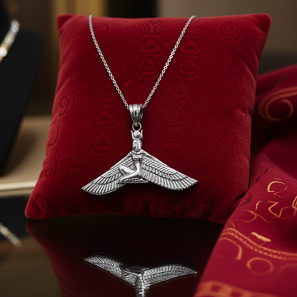 Gold Isis Egyptian Winged Down Goddess Pendant Necklace (yellow, white, rose gold, 10k, 14k)