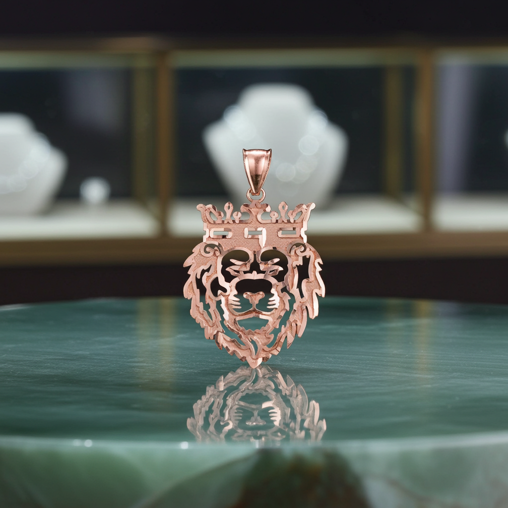Rose Gold Lion King DC Charm Necklace (10k, 14k,)