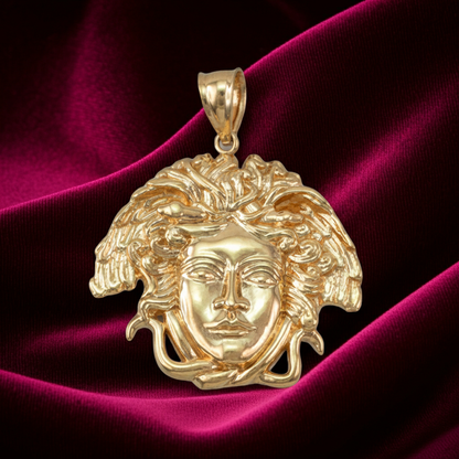 Gold Medusa Pendant (small, medium, large, 10k, 14k, yellow, white, rose gold)