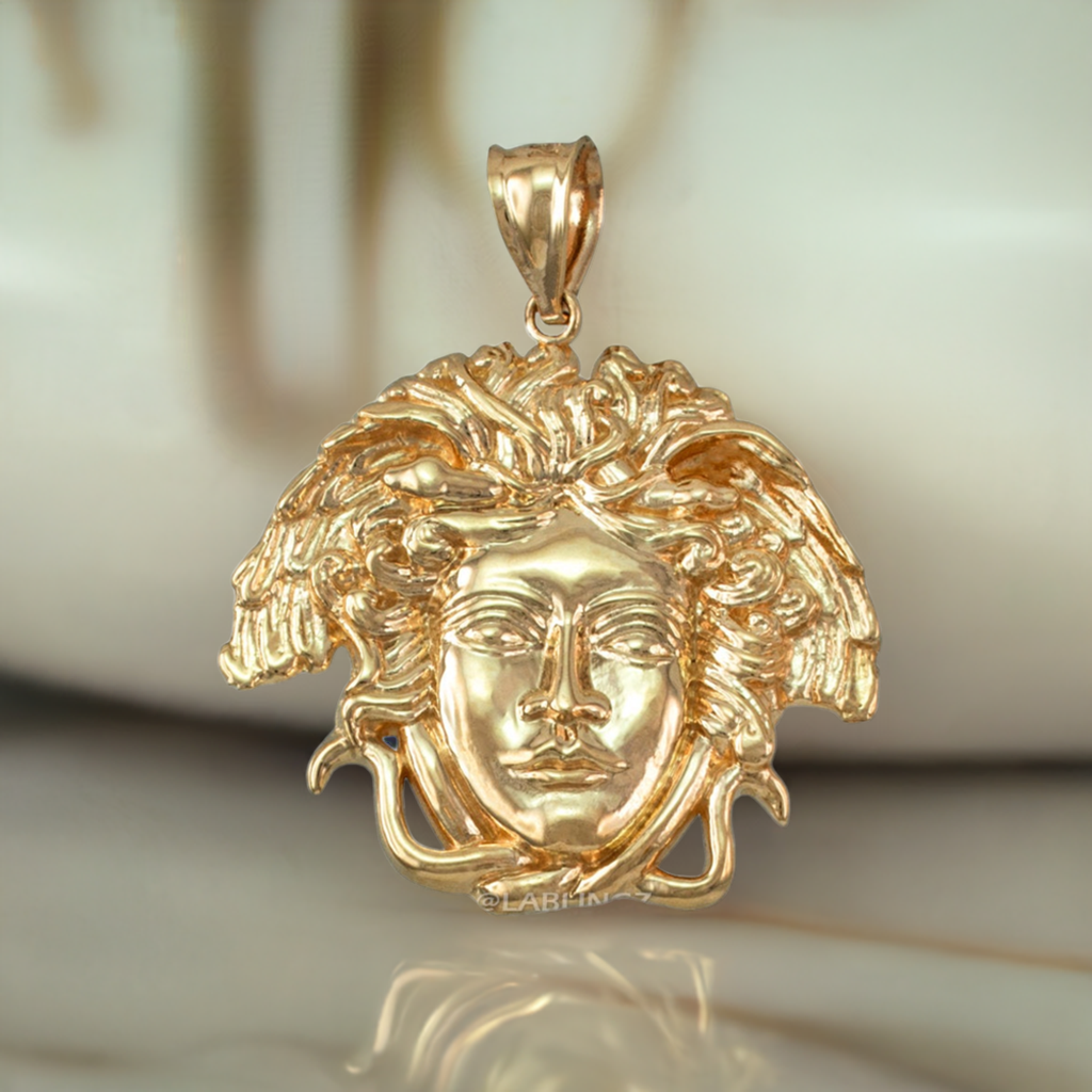 Yellow Gold Medusa Charm Pendant Necklace (10k/14k)