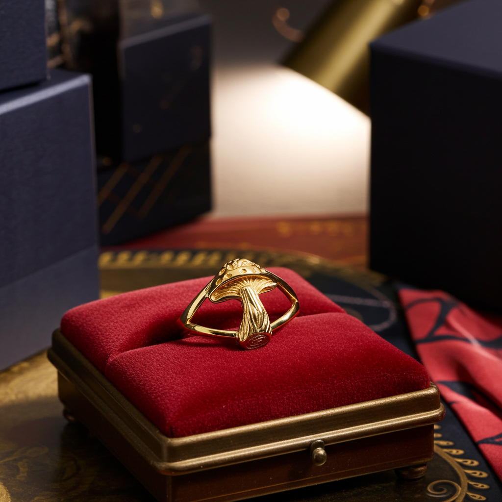 Gold Mushroom Ring for Women | Yellow, White, Rose Gold | 10K, 14K