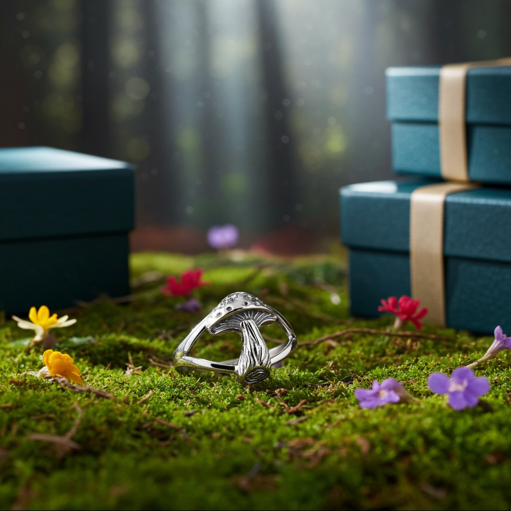 Gold Mushroom Ring for Women | Yellow, White, Rose Gold | 10K, 14K