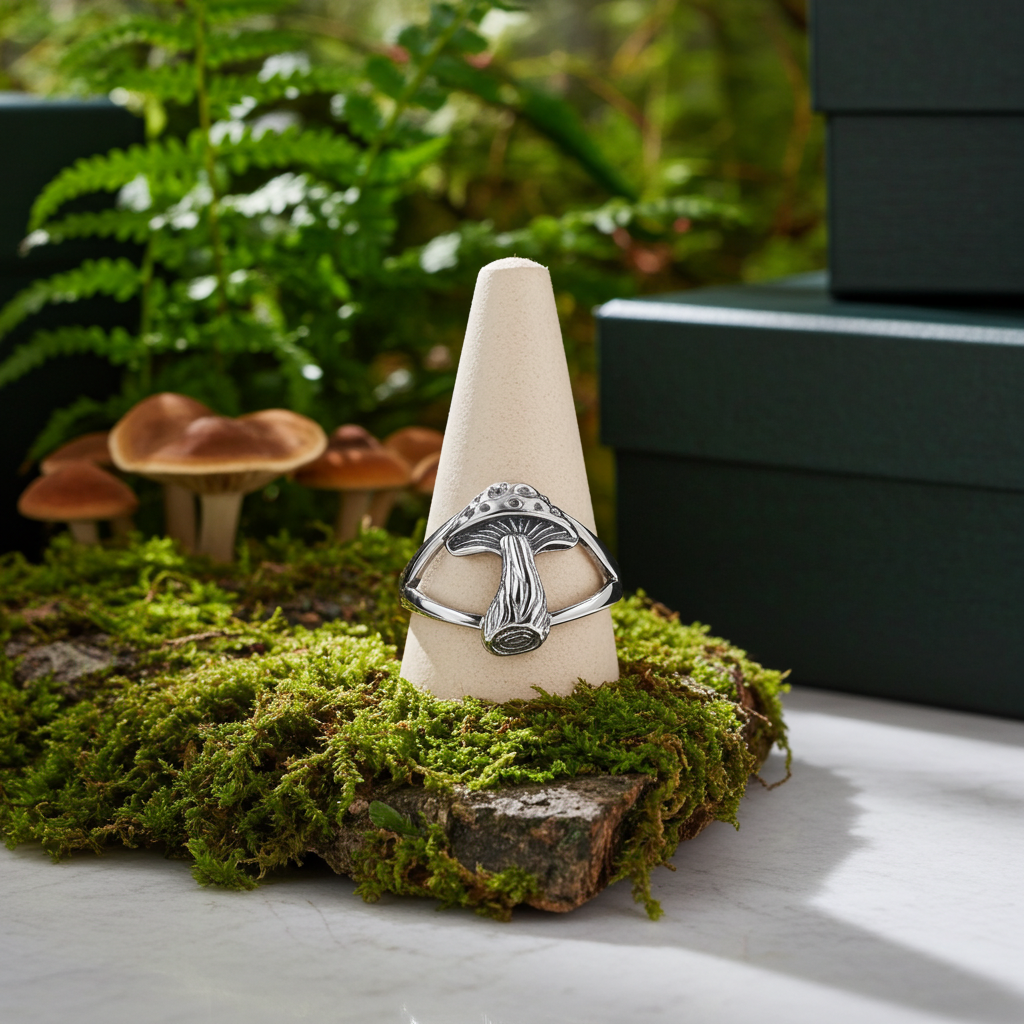 Gold Mushroom Ring for Women | Yellow, White, Rose Gold | 10K, 14K