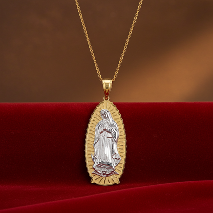 Gold Our Lady of Guadalupe Virgin Mary Pendant Necklace (10k, 14k, yellow, white, rose, 2-tone)