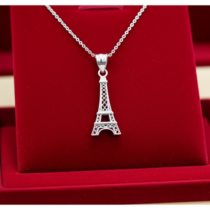 Gold Paris Eiffel Tower Charm Necklace (yellow, white, rose gold, 10k, 14k)