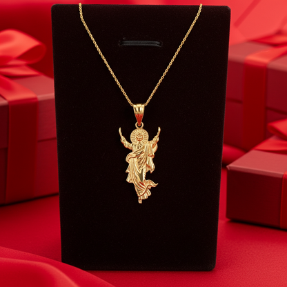 Gold Resurrection of Jesus Christ Pendant Necklace (yellow, white, rose gold, 10k, 14k)