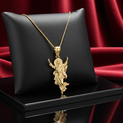 Gold Resurrection of Jesus Christ Pendant Necklace (yellow, white, rose gold, 10k, 14k)
