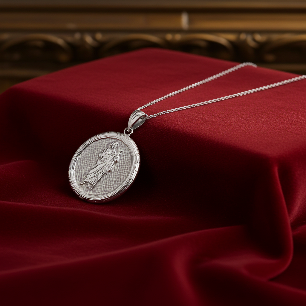 Gold Saint Jude Medallion Pendant Necklace in 10K or 14K, Yellow, White, Rose, 2-Tone