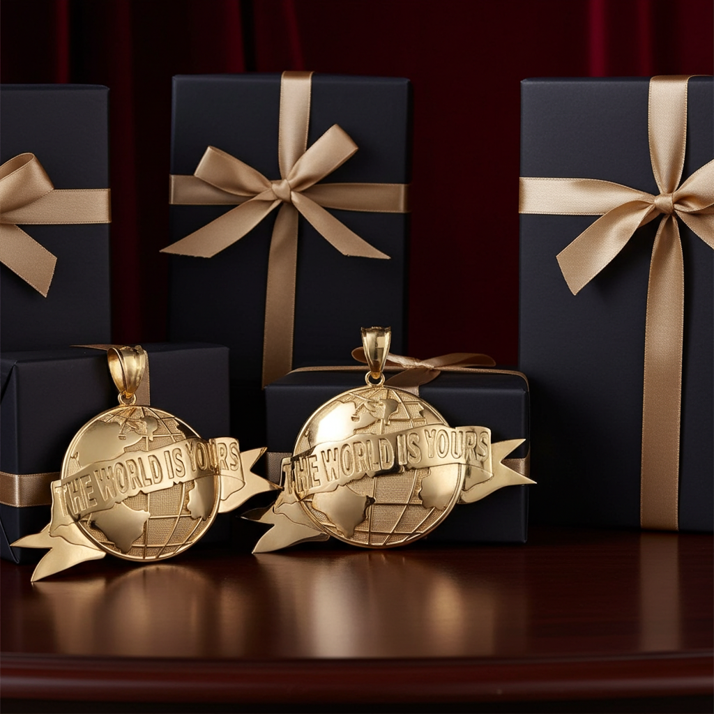 Gold 'The World Is Yours' Globe Pendant (yellow, white, rose, 10K, 14K)
