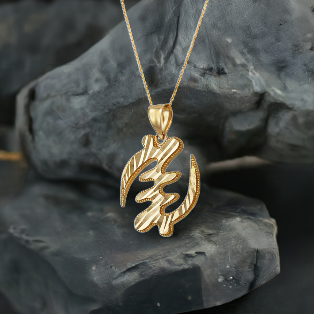 Gold African Adinkra Gye Nyame DC Pendant Necklace (yellow, white, rose gold, 10K, 14K)