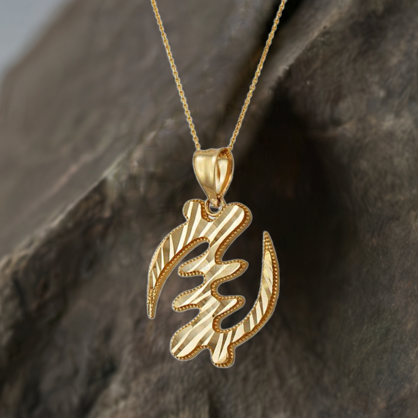 Gold African Adinkra Gye Nyame DC Pendant Necklace (yellow, white, rose gold, 10K, 14K)