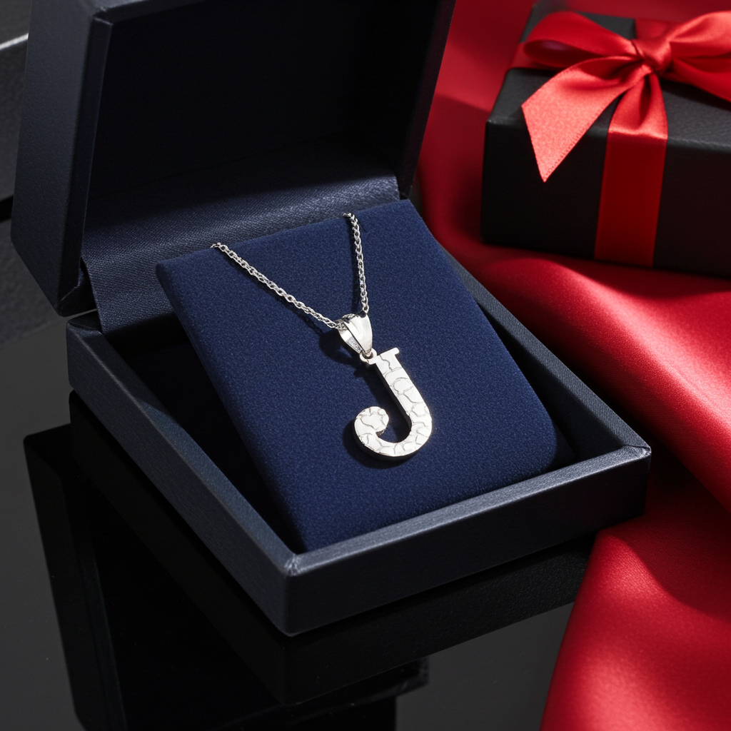 Sterling Silver Nugget Alphabet Initial Pendant Necklace English Letters