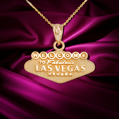 Gold Las Vegas Charm Necklace (yellow, white, rose gold, 10k, 14k)