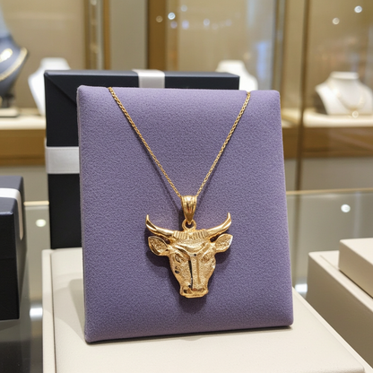 Gold Bull Head DC Pendant Necklace (10K, 14K, yellow, white, rose gold)