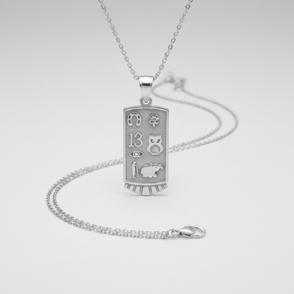 Sterling Silver Lucky Charm Good Luck Symbols Talisman Pendant Necklace