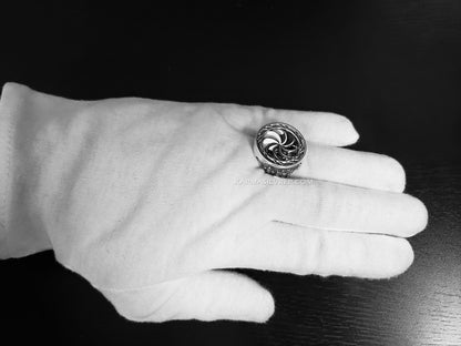 Sterling Silver Armenian Eternity Symbol Arevakhach Sunstone Cross Statement Ring