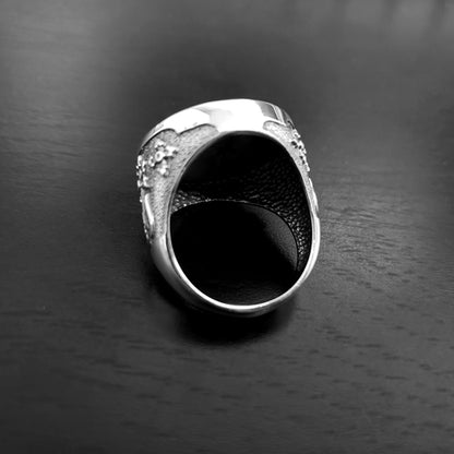 Sterling Silver Armenian Eternity Symbol Arevakhach Sunstone Cross Statement Ring