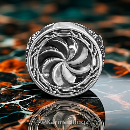 Sterling Silver Armenian Eternity Symbol Arevakhach Sunstone Cross Statement Ring