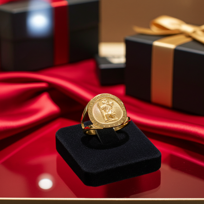 Gold Saint Christopher Medallion Ring, 10K 14K, Yellow, White, Rose