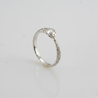 Sterling Silver Ouroboros Snake Diamond Ring Band