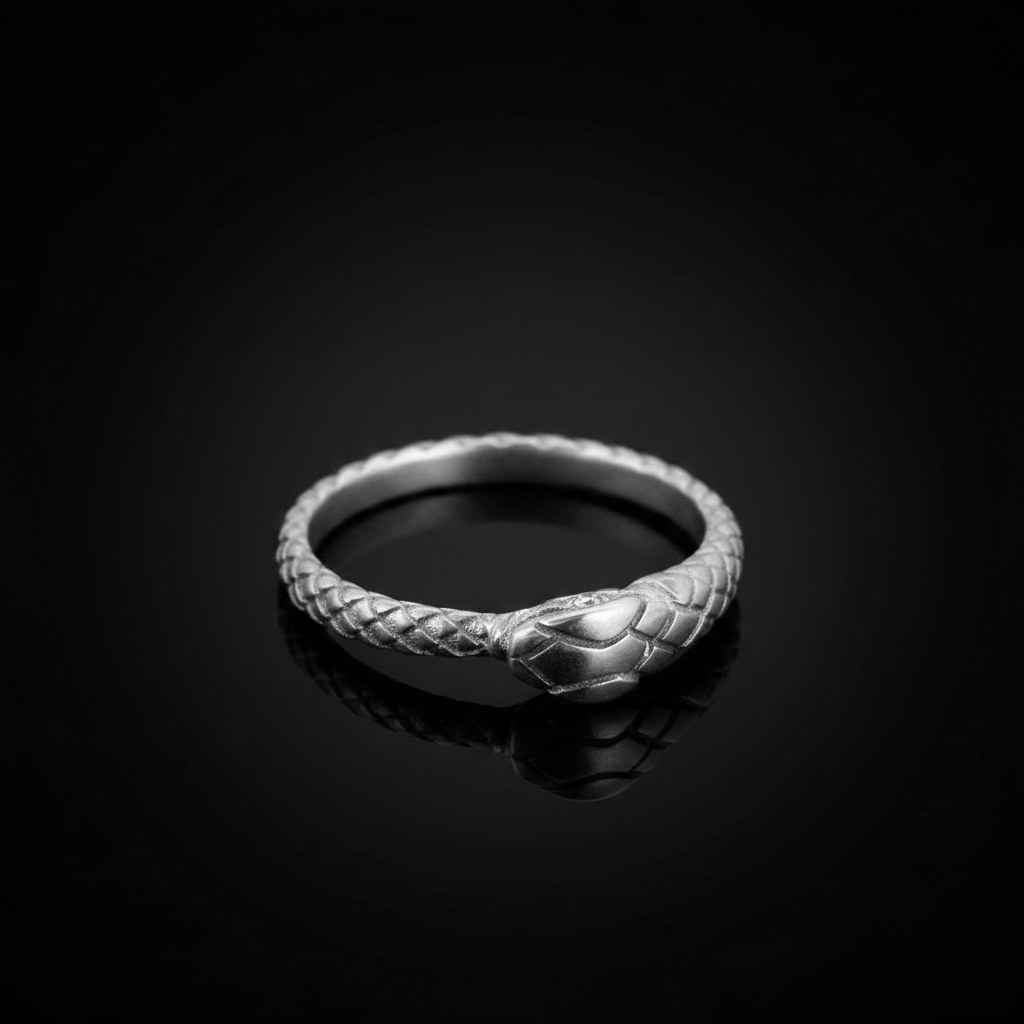 Sterling Silver Ouroboros Snake Ruby Ring