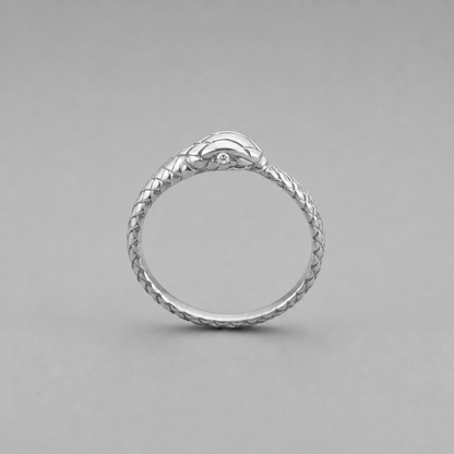 Sterling Silver Ouroboros Snake Diamond Ring Band