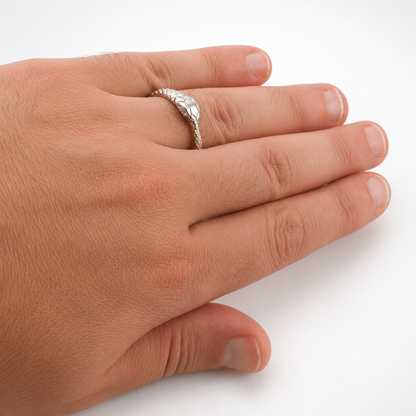 Sterling Silver Ouroboros Snake Diamond Ring Band