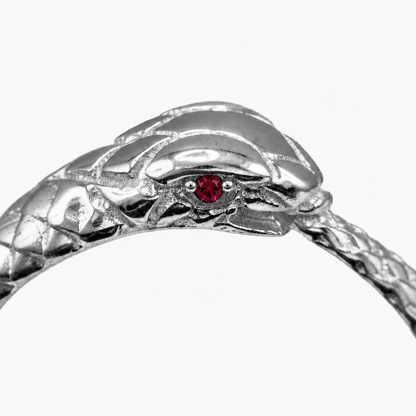 Sterling Silver Ouroboros Snake Ruby Ring