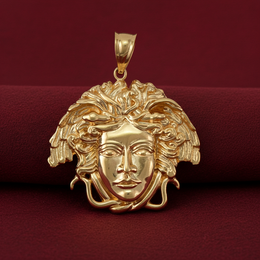 Gold Medusa Pendant (small, medium, large, 10k, 14k, yellow, white, rose gold)