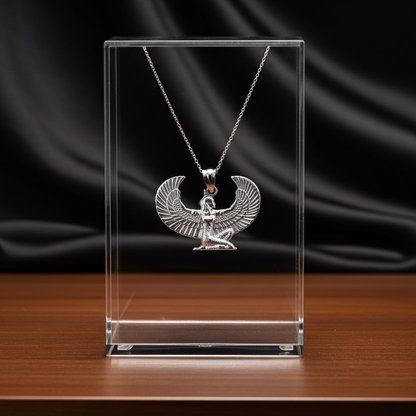 Gold Egyptian Isis Winged Goddess Pendant Necklace (yellow, white, rose gold, 10k, 14k)