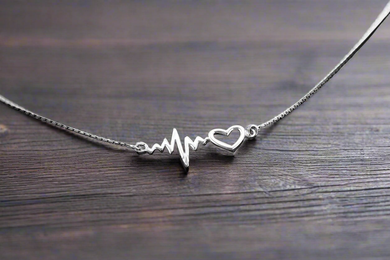 Sterling Silver Heartbeat Necklace