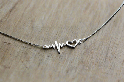 Sterling Silver Heartbeat Necklace