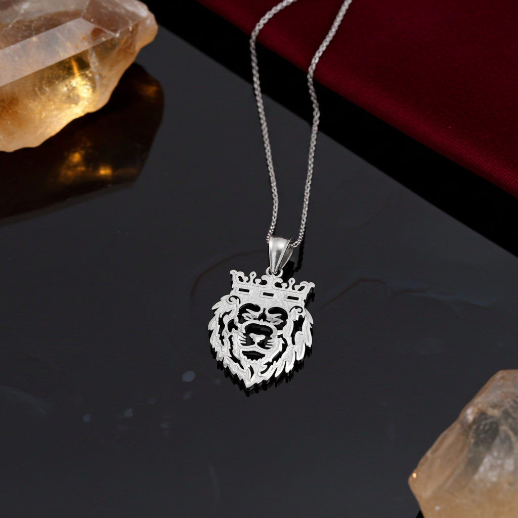White Gold Lion King DC Openwork Charm Necklace (10k, 14k,)